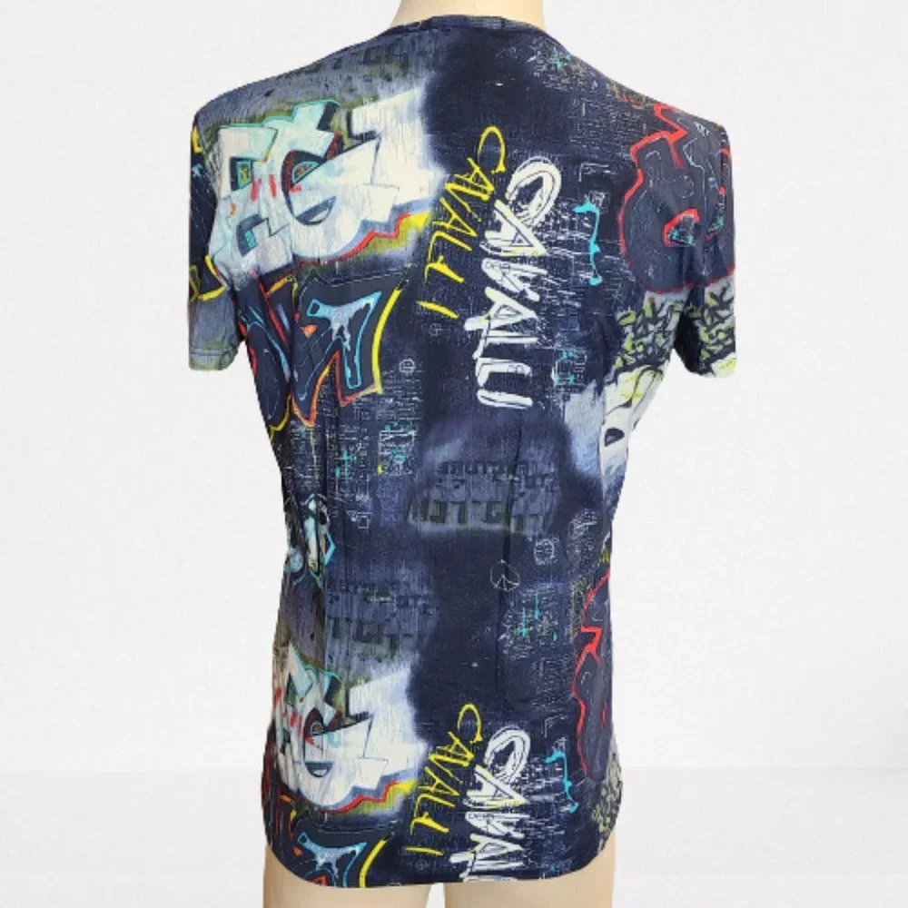 Robert Cavalli Paint Monogram-Print T-shirt - Picture 9 of 14